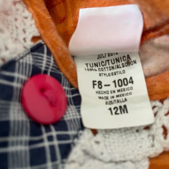 Ricrac & Ruffles Mixed Pattern Long Sleeve Cotton Dress 12 months - Picture 10 of 10